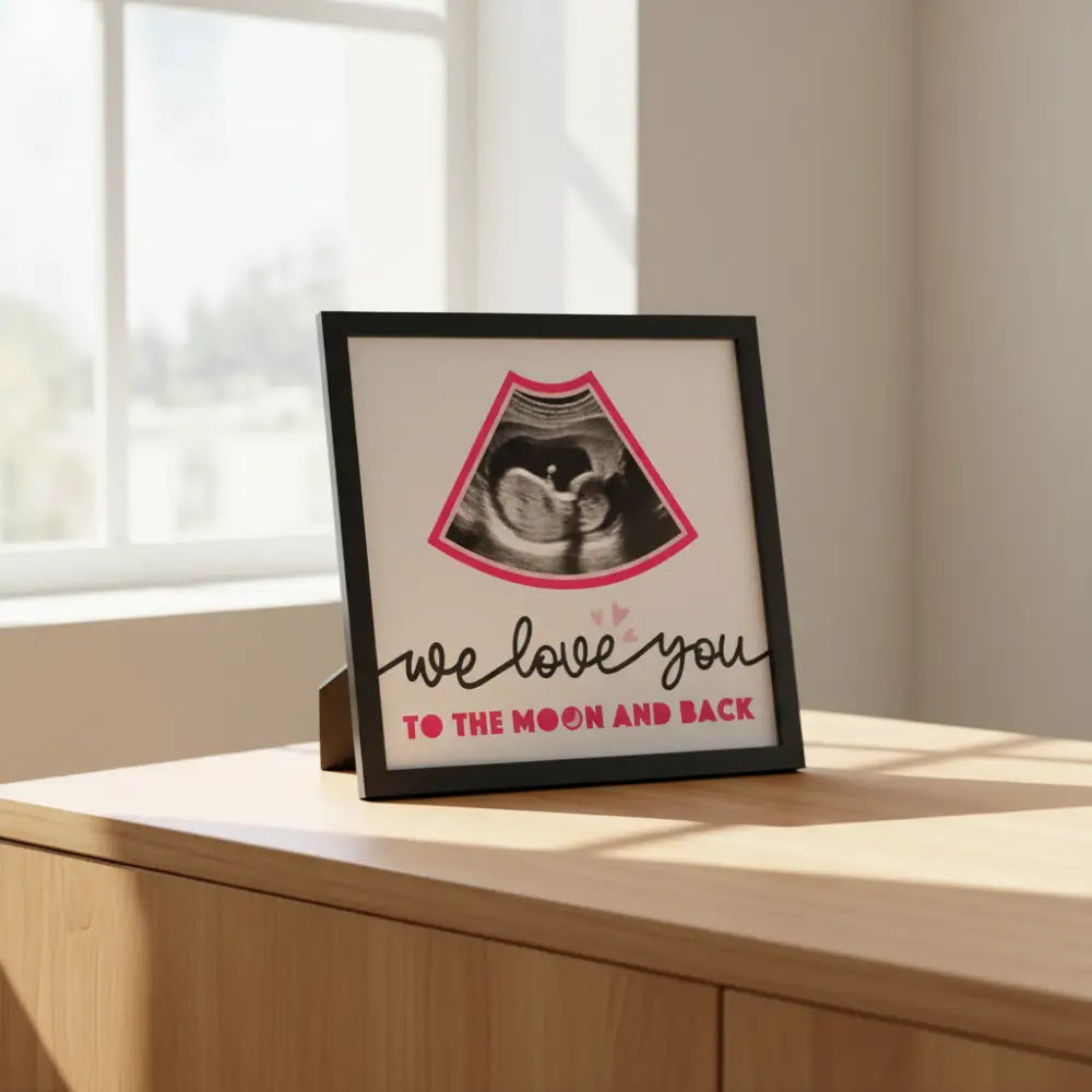 Illustration of a skirt with 'we love you to the moon and back' text on a white background.