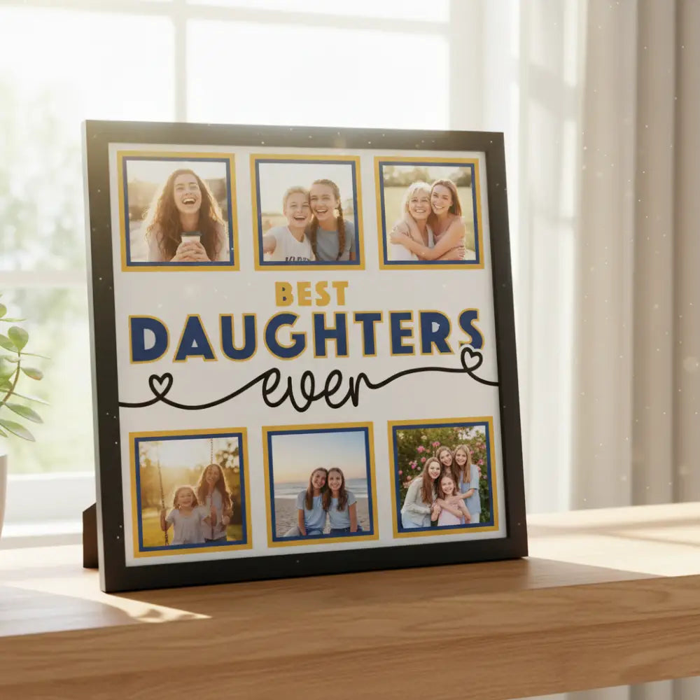 Template for a scrapbook page with 'Best Daughters Ever' text and six photo frames.