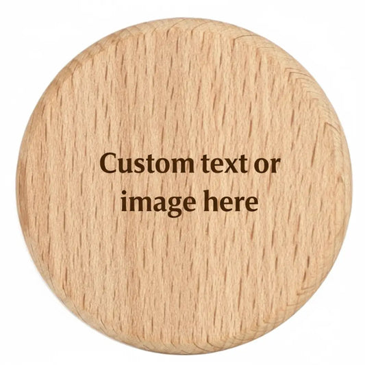 Round wooden coaster on a white background