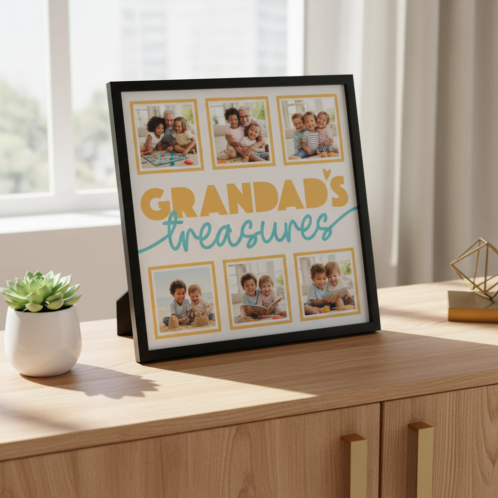 Grandad’s Treasures Personalised Picture Frame - 6 Pictures / 300x300mm / White - Home Décor