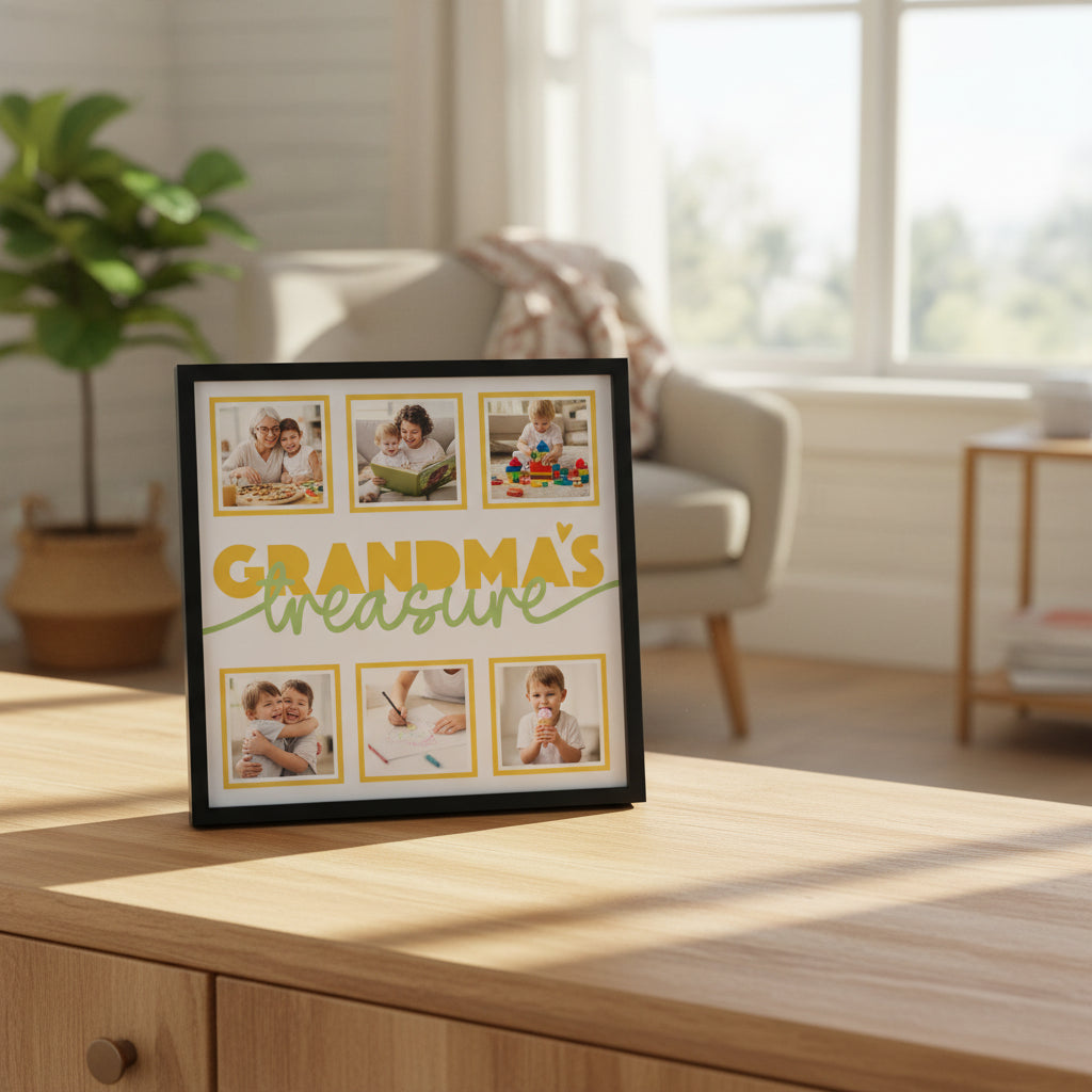 Grandma’s Treasure Personalised Picture Frame - 6 Pictures / 300x300mm / White - Home Décor
