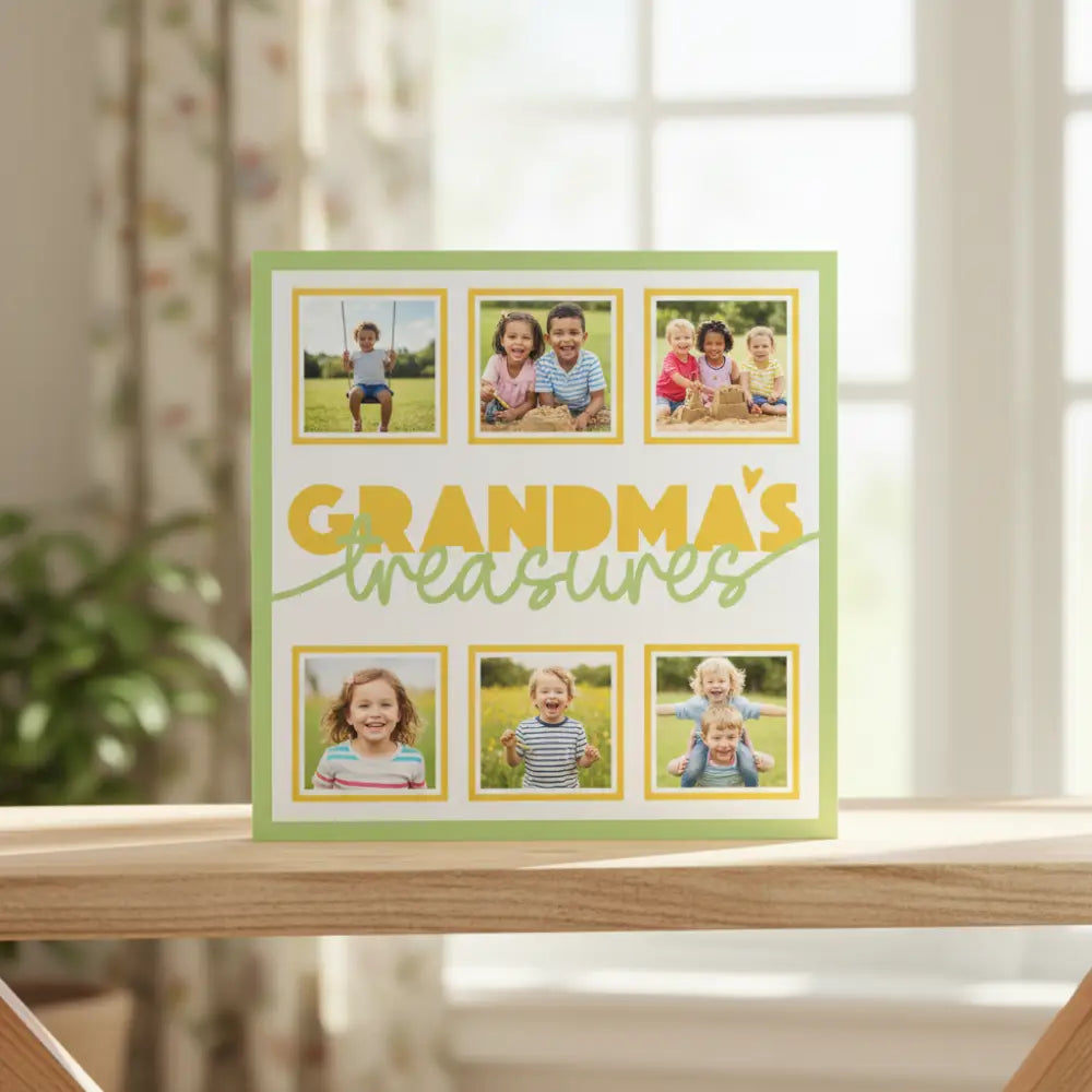 Grandma’s Treasures Personalised Picture Frame - 6 Pictures / 300x300mm / White - Home Décor