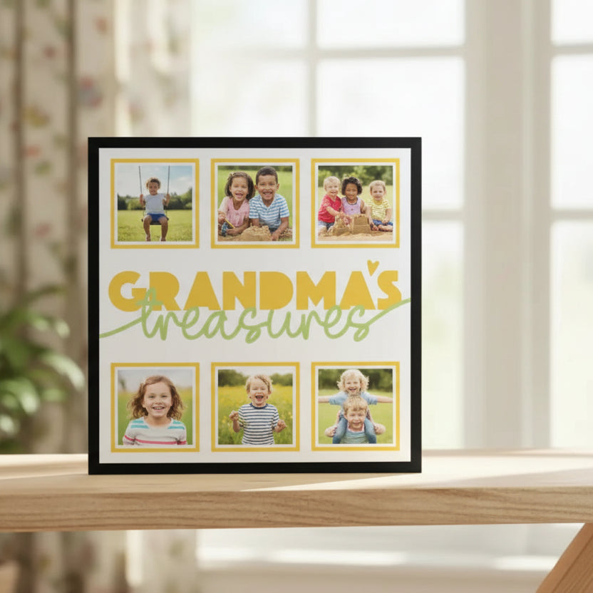 Grandma’s Treasures Personalised Picture Frame - 6 Pictures / 300x300mm / White - Home Décor