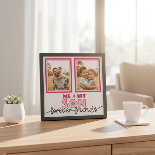 Me & My Son Personalised Picture Frame - 2 Pictures / 300x300mm / White - Home Décor