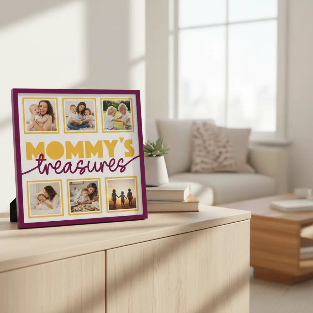 Decorative paper with 'Mommy's Treasures' text and frames on a white background