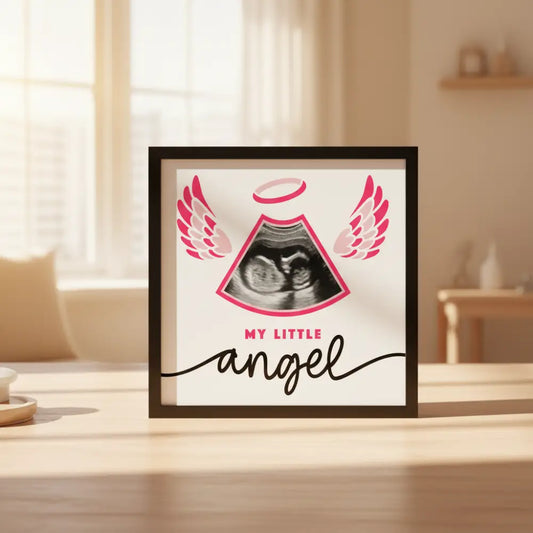 Illustration of an angel with wings and a halo, accompanied by the text 'My Little Angel' on a white background.