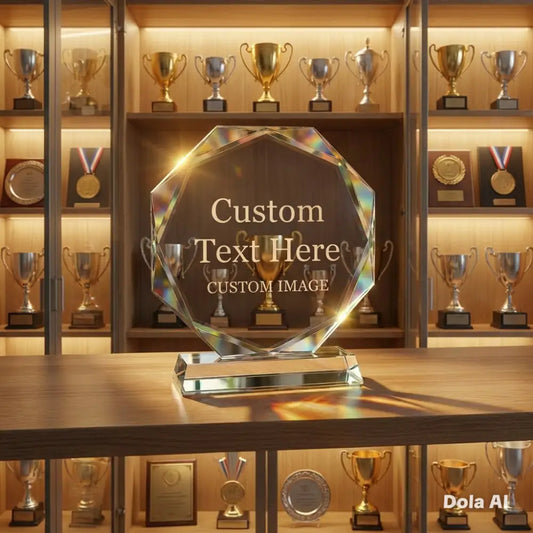 Personalised Glass Trophies - 135mm / Image and text - Award
