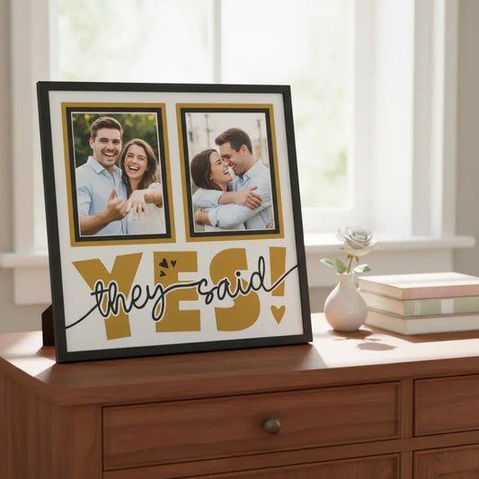 They Said Yes Personalised Picture Frame - 2 Pictures / 300x300mm / White - Home Décor