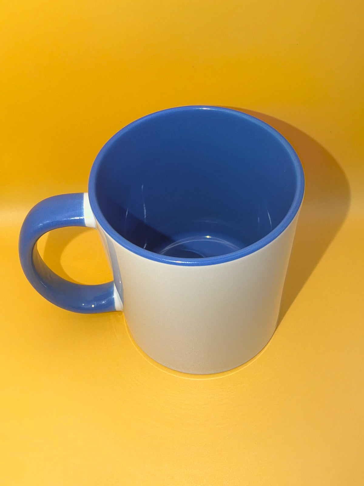 Light blue mug showing its interior from above