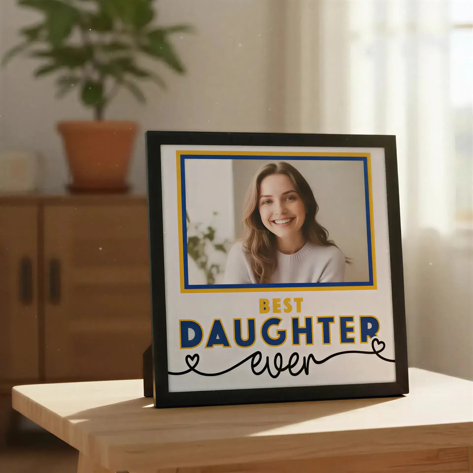 Decorative sign with 'Best Daughter Ever' text on a white background
