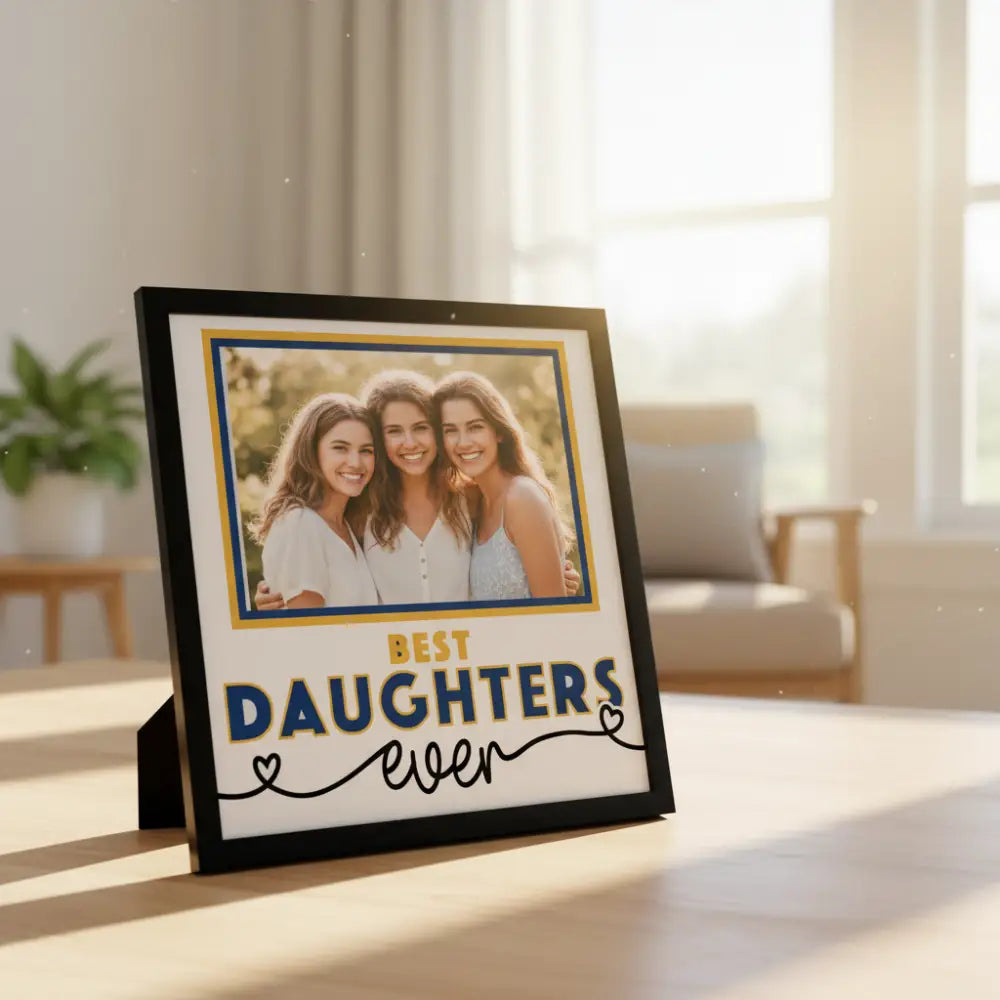 Decorative photo frame with 'Best Daughters Ever' text on a white background