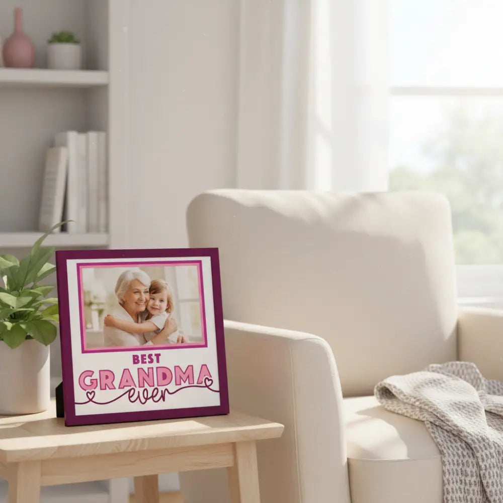 Card with 'Best Grandma Ever' text and a purple frame