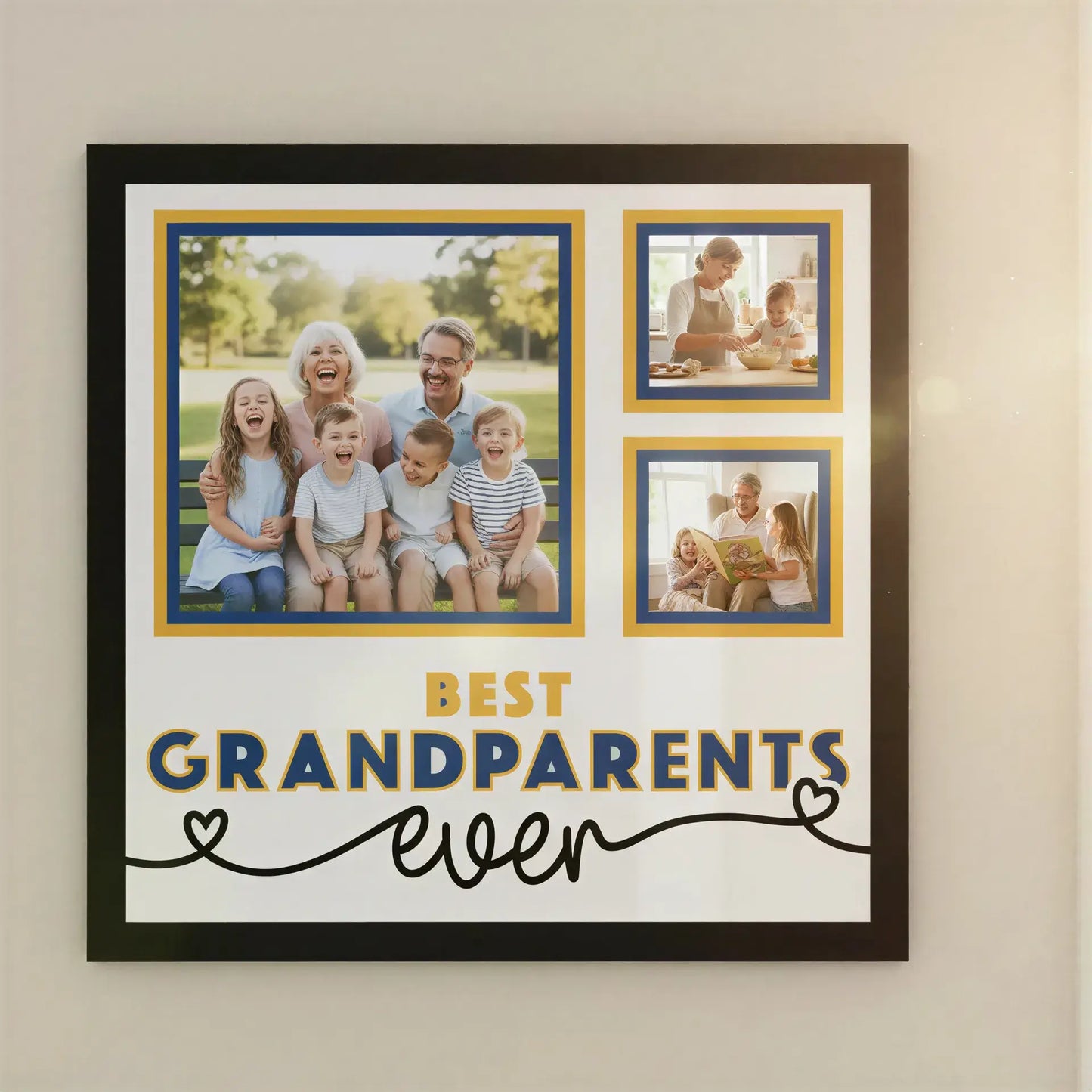 Photo album cover with 'Best Grandparents Ever' text and three photo frames.