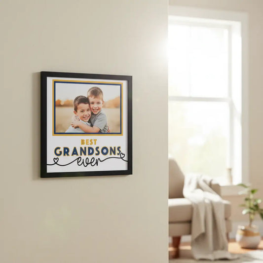 Decorative sign with 'Best Grandsons Ever' text on a white background