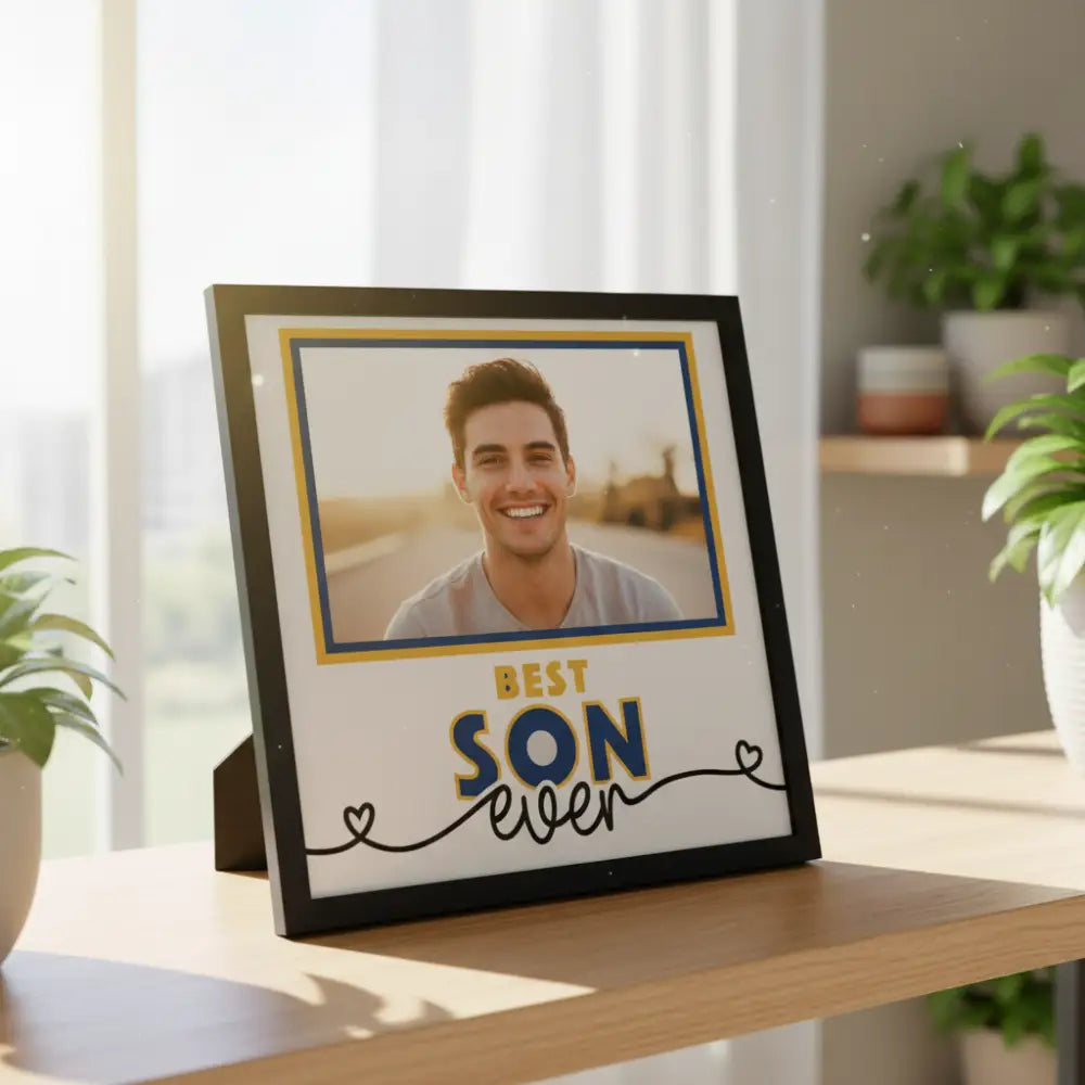 Decorative frame with 'Best Son Ever' text on a white background