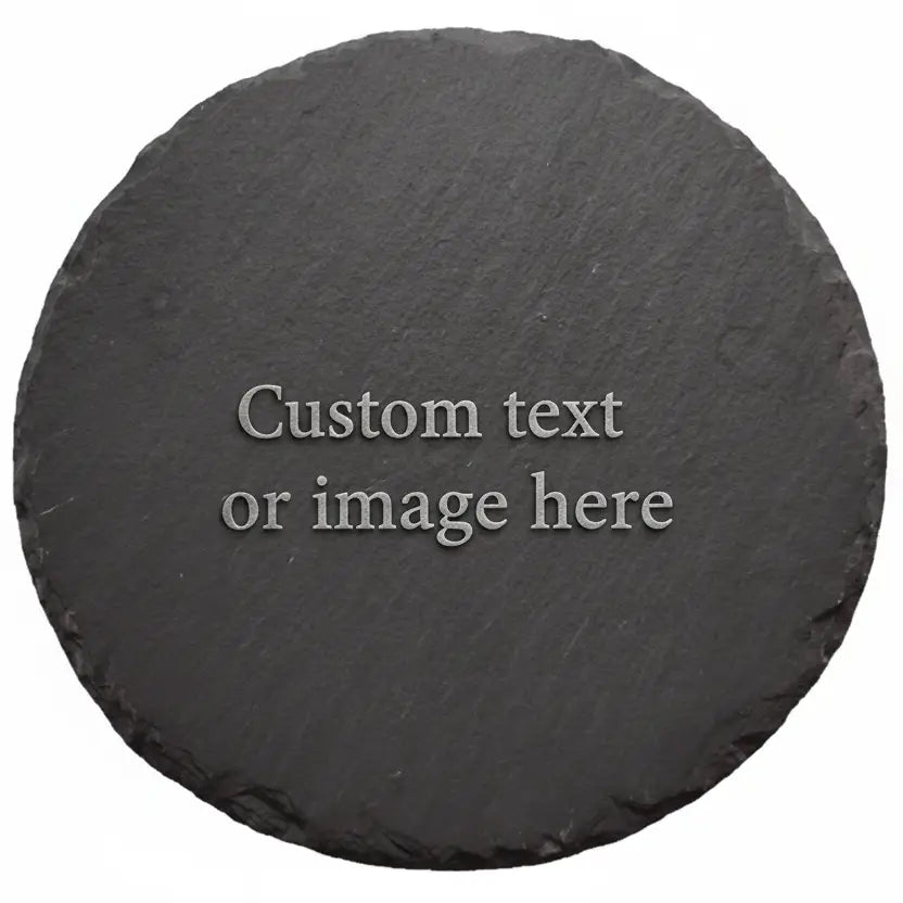 Round black slate stone on a white background