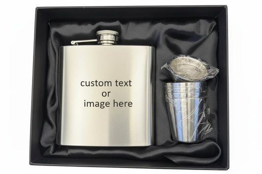 Hip Flasks - 6oz / Red Leather / Yes