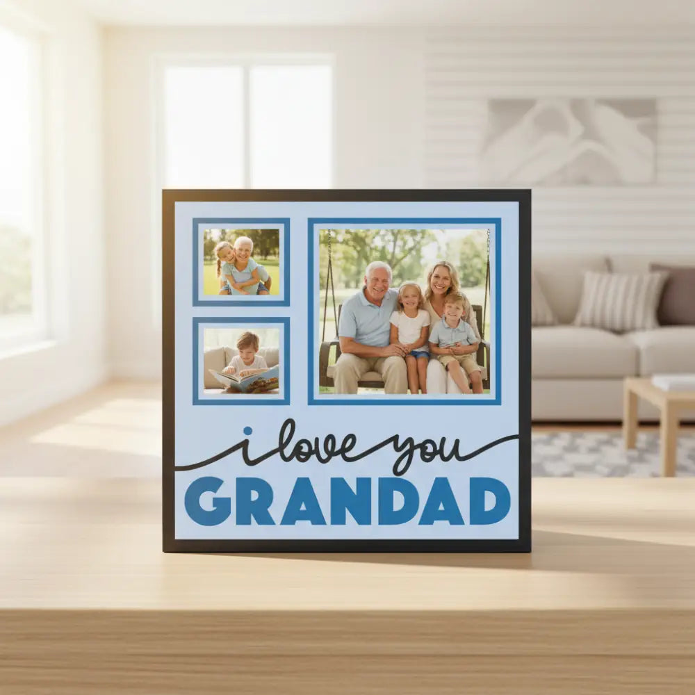 Decorative panel with 'I love you Grandad' text on a light blue background