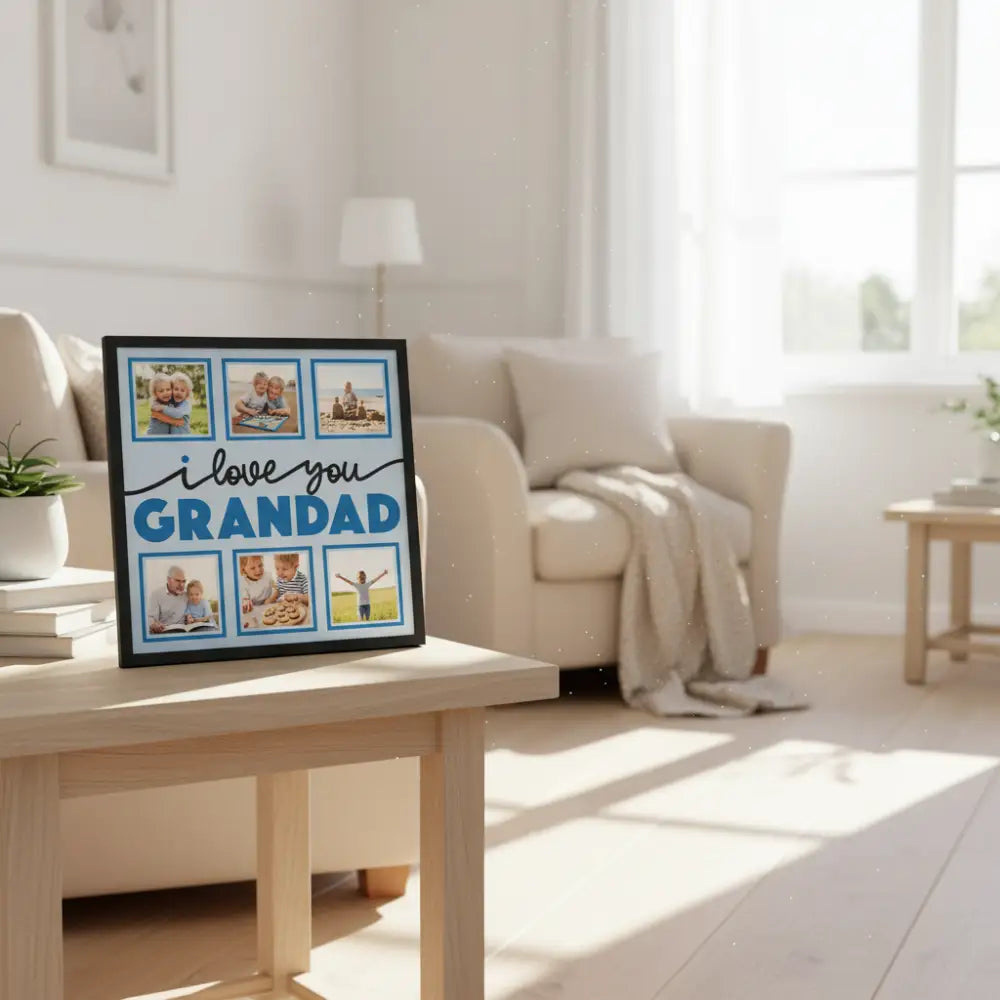 Decorative paper with 'I love you Grandad' text on a light blue background