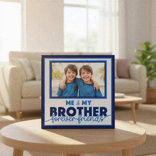 Decorative border with text 'Me & My Brother Forever Friends' on a white background