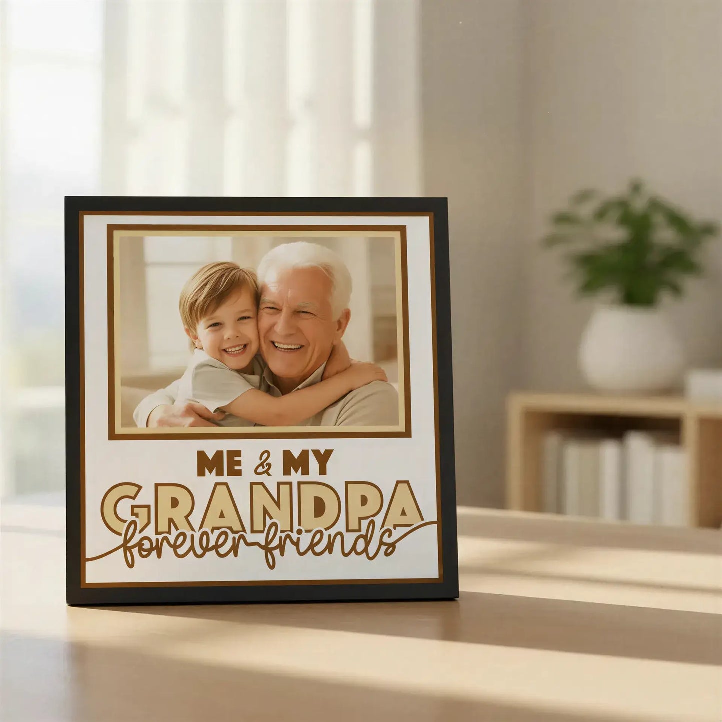 Decorative frame with text 'Me & My Grandpa forever friends' on a white background