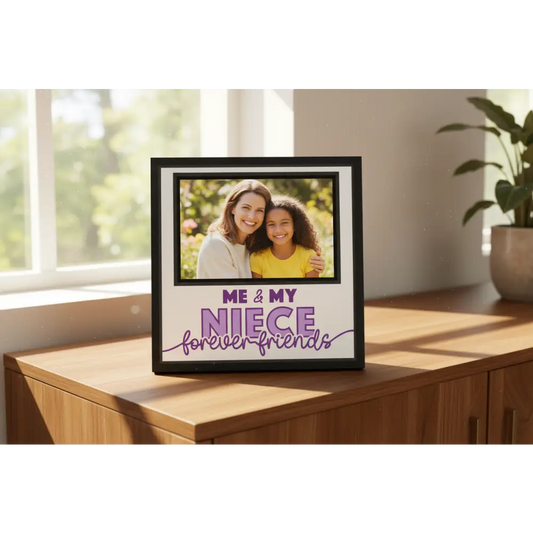 Purple frame with text 'Me & My Niece forever friends' on a white background