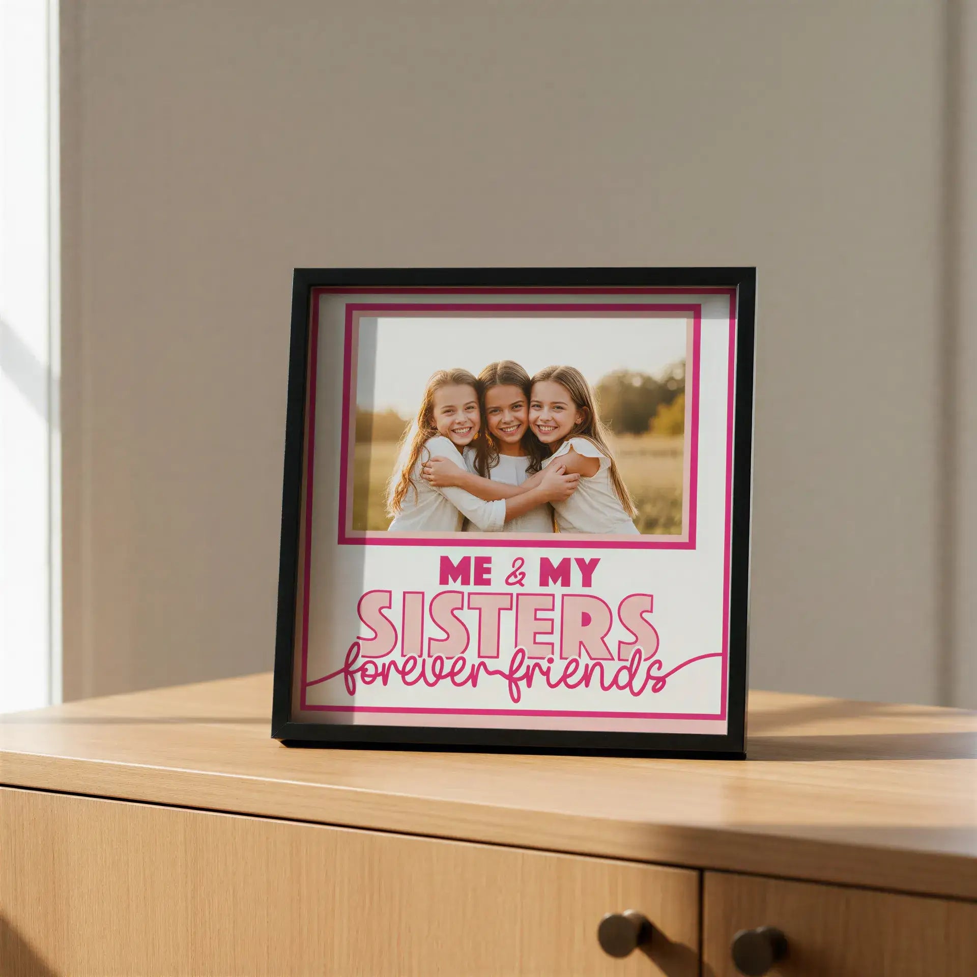 Me & My Sisters Personalised Picture Frame - 1 Picture / 300x300mm / White - Home Décor
