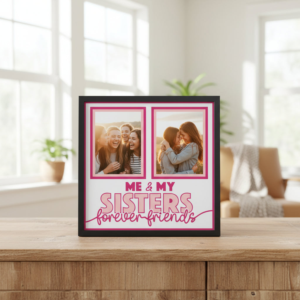 Me & My Sisters Personalised Picture Frame - 2 Pictures / 300x300mm / White - Home Décor