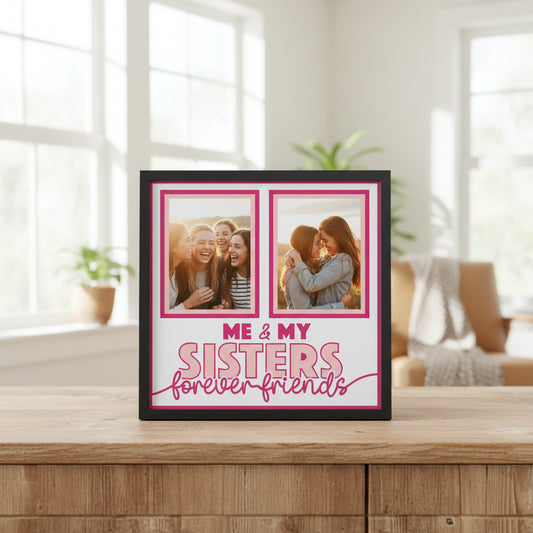 Me & My Sisters Personalised Picture Frame - 2 Pictures / 300x300mm / White - Home Décor