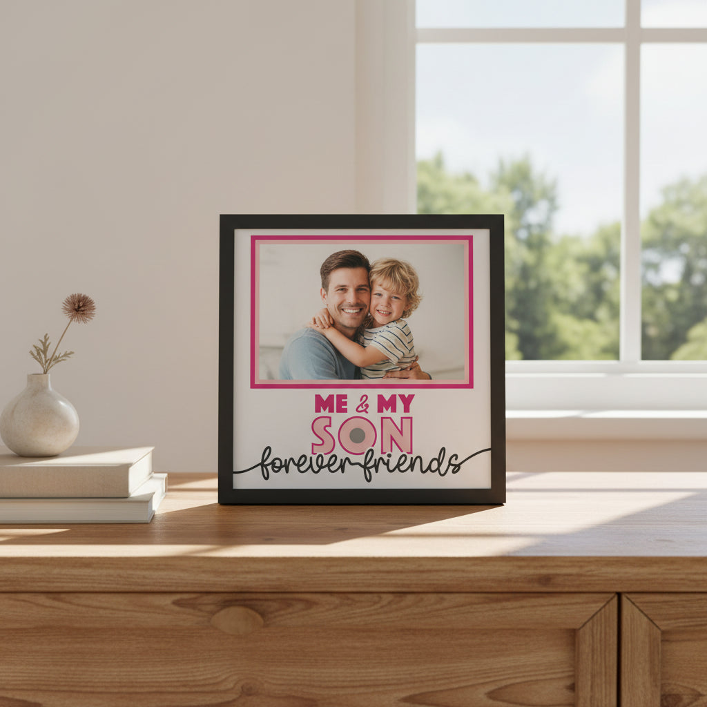 Me & My Son Personalised Picture Frame - 1 Picture / 300x300mm / White - Home Décor