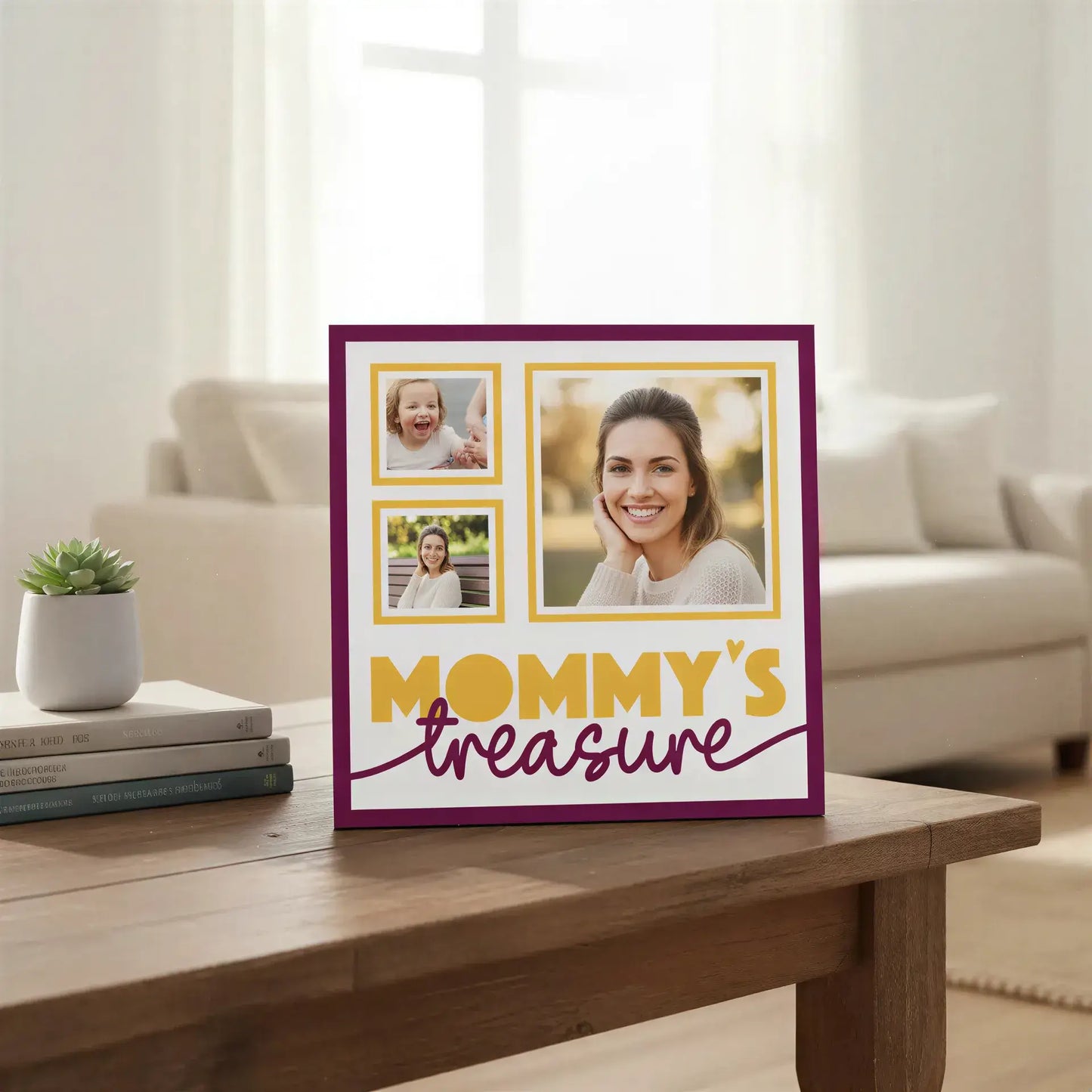 Decorative paper with gold frames and 'Mommy's treasure' text on a white background