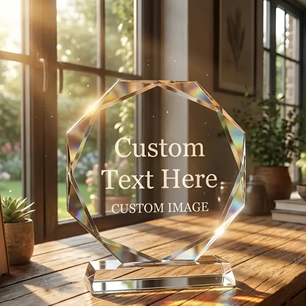 Personalised Glass Trophies - 115mm / Image and text - Award