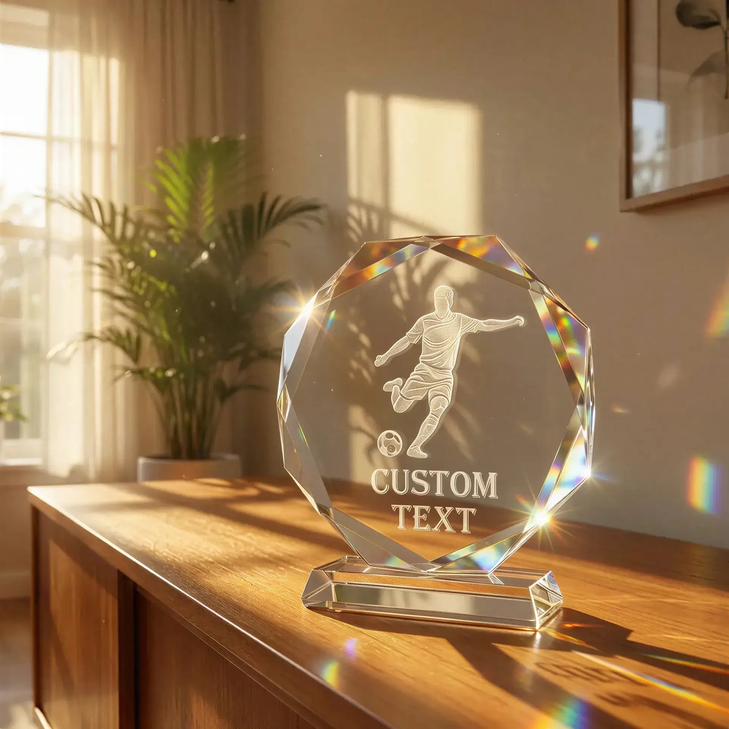 Personalised Glass Trophies - 135mm / Embossed image and text - Award