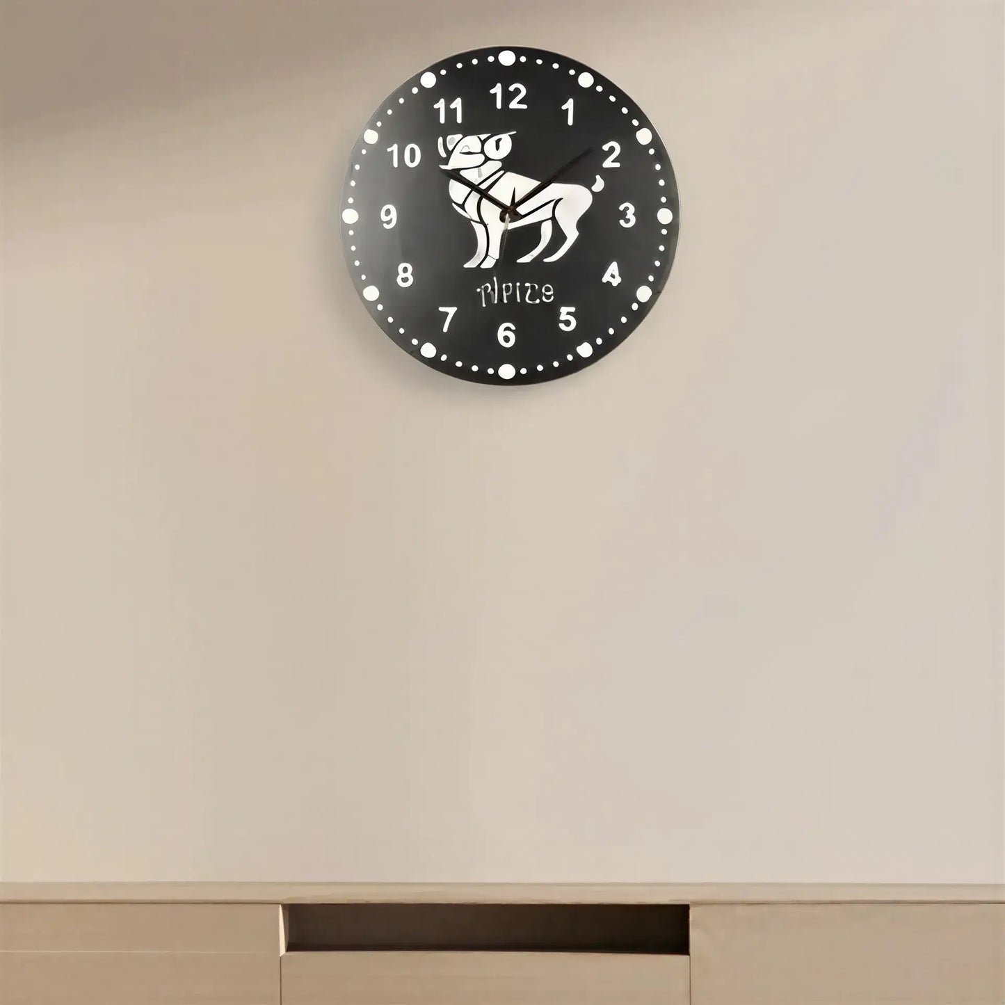 Slate Clock with Aries zodiac sign on a black background