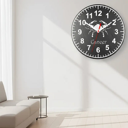 Slate Clock with a crab design and 'Cancer' text on a black background