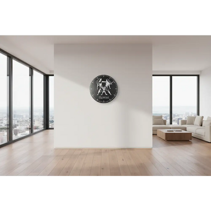 Decorative Clockwith the Gemini zodiac on a black Slate