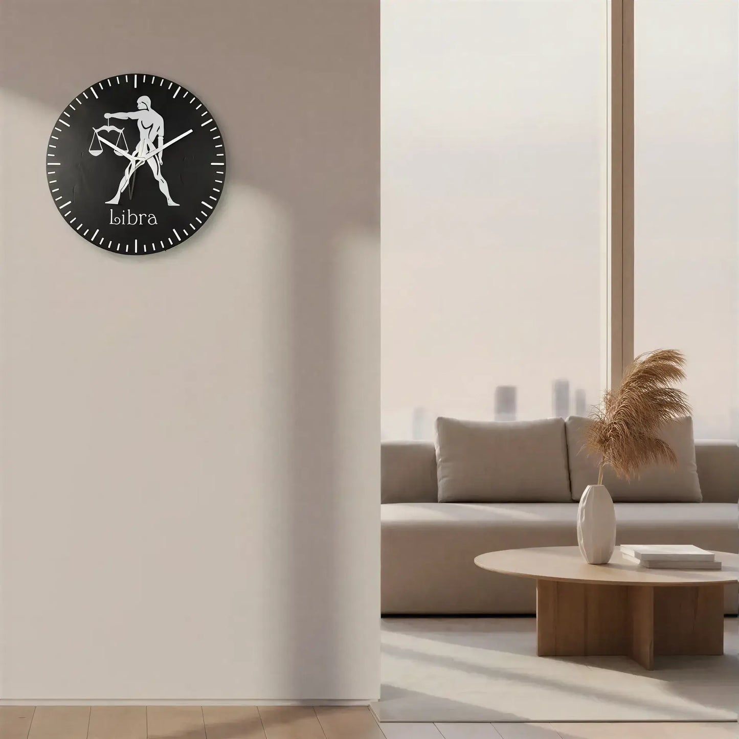 Zodiac sign of Libra with a person holding scales on a black slate background