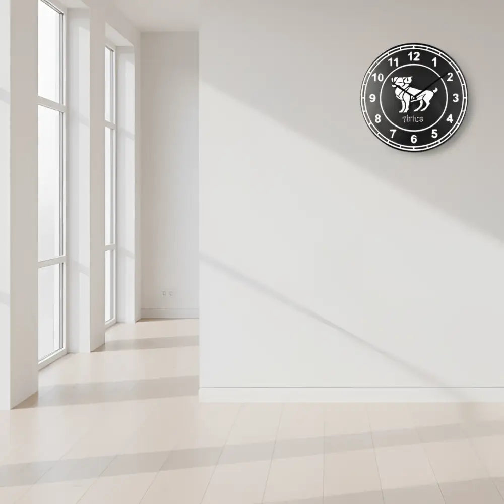 Slate Clock with Aries zodiac sign design on a black background