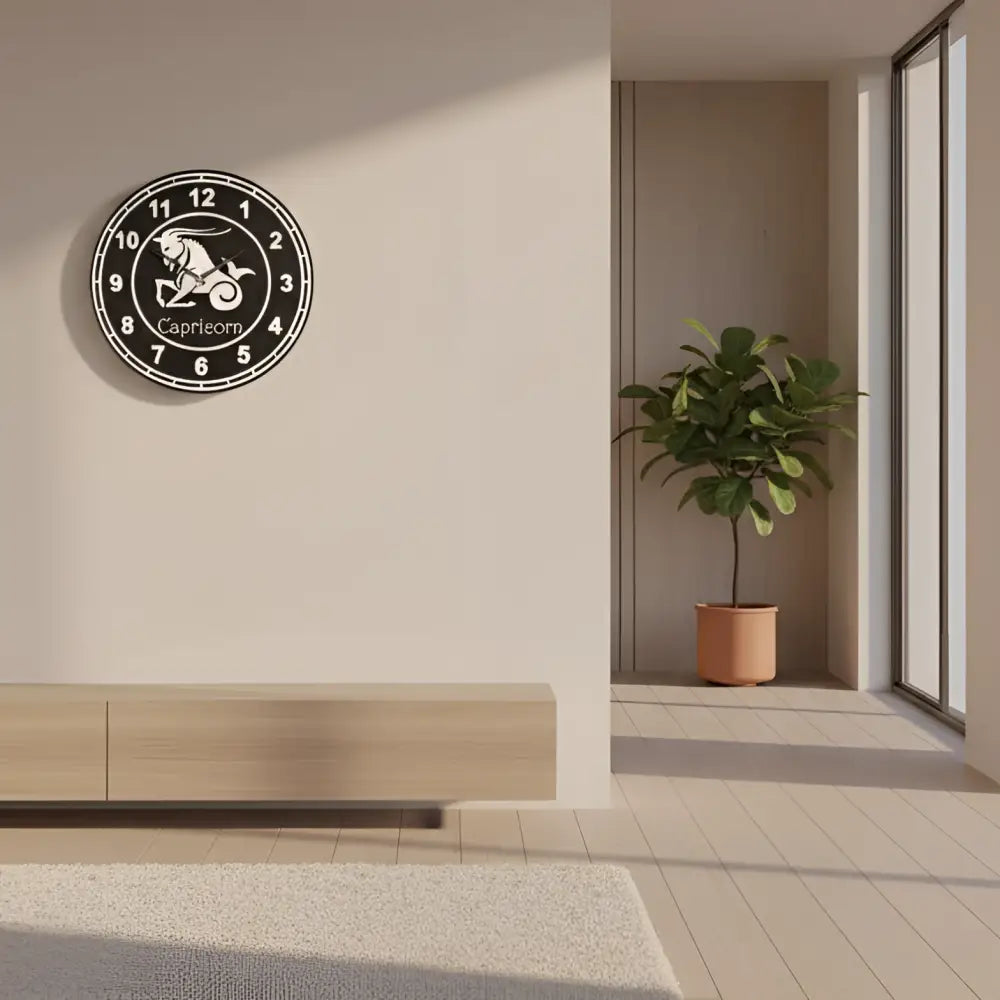 Capricorn zodiac sign on a slate clock face with numbers