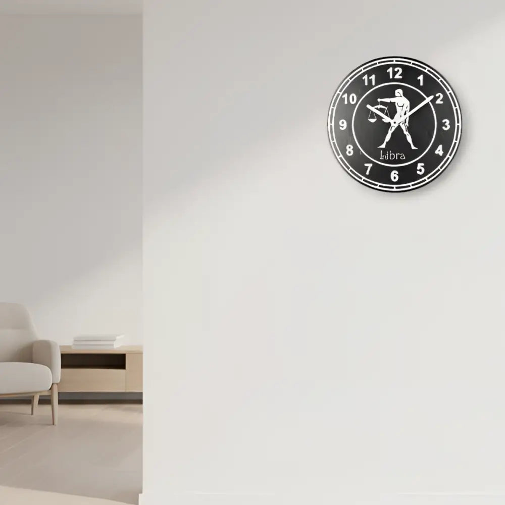 Decorative slate clock face with Libra zodiac symbol