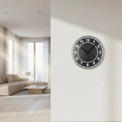 Circular Slate clock face with numbers on a grid background