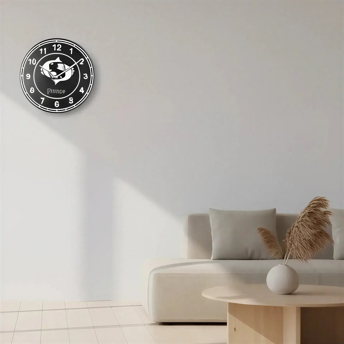 Pisces zodiac sign on a slate clock face with numbers