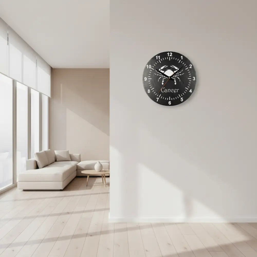 Slate Clock face with Cancer zodiac symbol and numbers