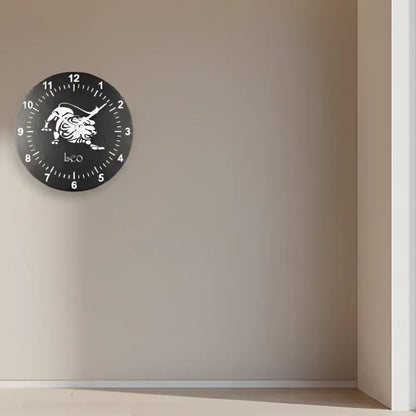 Slate clock face with a Leo zodiac symbol