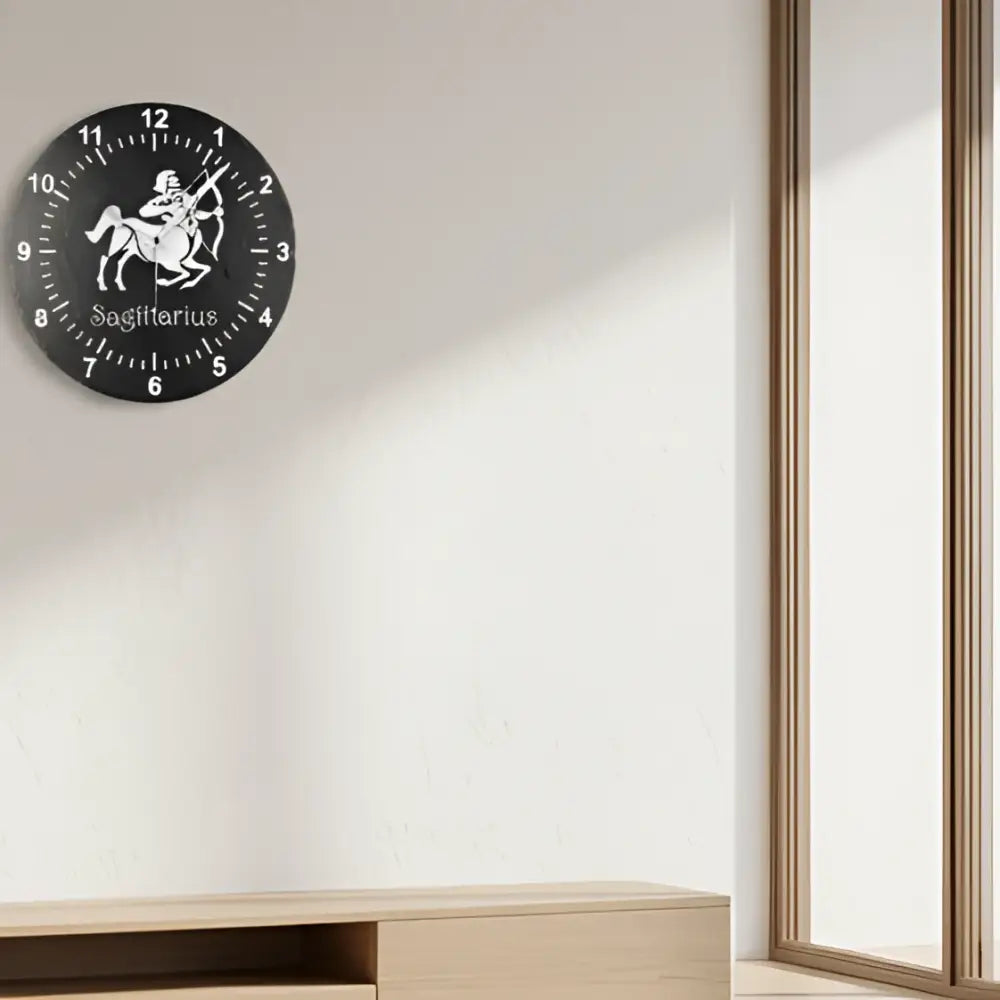 Slate wall clock with Sagittarius zodiac sign design