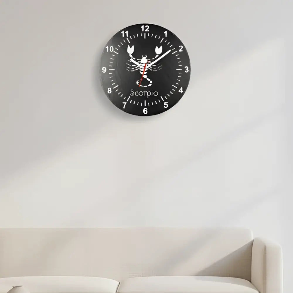 Slate clock face with Scorpio zodiac symbol