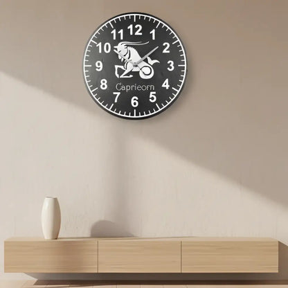 Slate Clock face with Capricorn zodiac symbol on a grid background