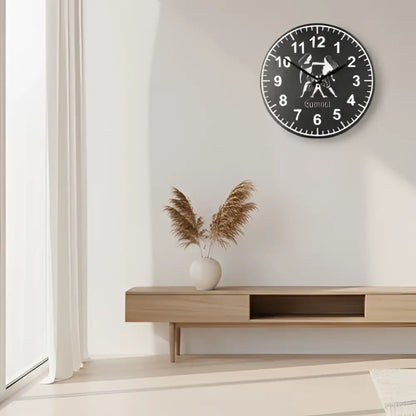 Slate Clock face with Gemini zodiac sign design on a grid background