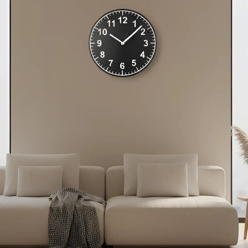 slate Clock face with white numbers on a black background