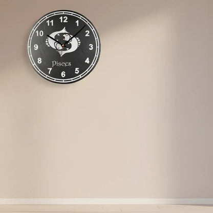 Pisces zodiac sign on a slate clock face with numbers
